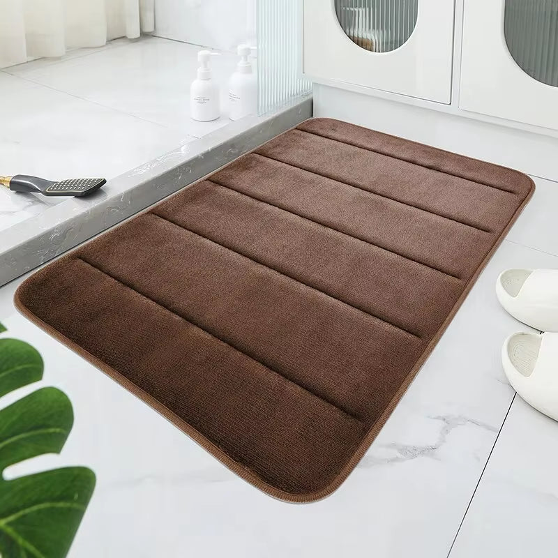 Bathroom Coral Velvet Anti-Skid Mat,Quick Water Absorption,Dry Machine Washing,Toilet Mat,Softcomfortable, Easy Mat Bathroom Use